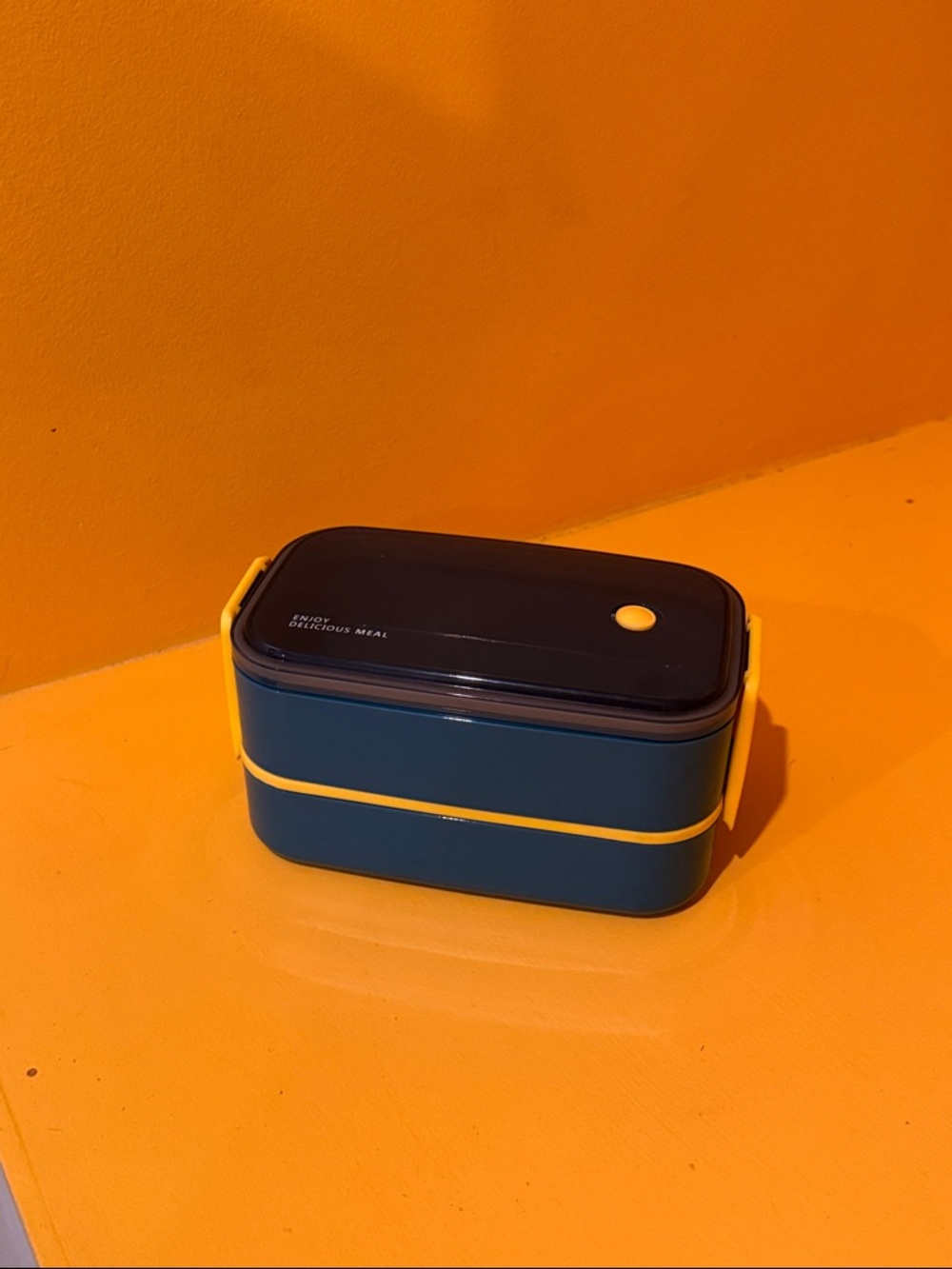 Stackable Blue & Yellow Lunch Box Bento - 2-Tier Food Storage